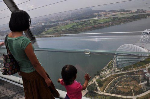 A woman and her daughter in Singapore, two women traveling the world