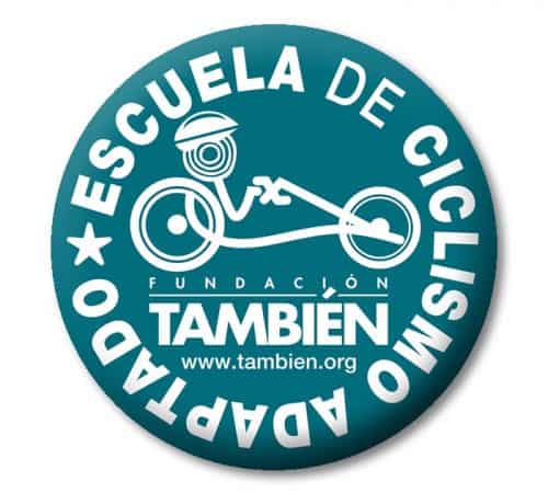 Logotipo de la Escuela de Ciclismo Adaptado Fundación También con el patrocinio de Repsol