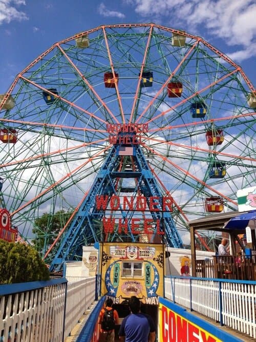 The Wonder Wheel in Coney Island, a popular spot for visiting New York with a toddler