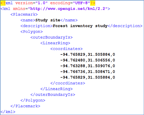 Figure 4 A polygon KML file