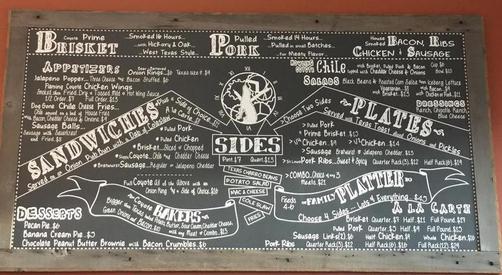 The menu of plates, combos and sandwiches at coyote bbq pub in port angeles.