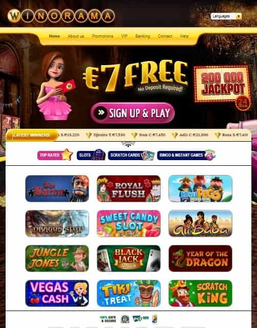 Winorama Casino 7 Free No Deposit Bonus On Scratch Cards