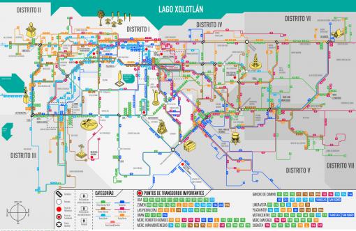 Crowd-sourced public transportation map for Managua, Nicaragua.