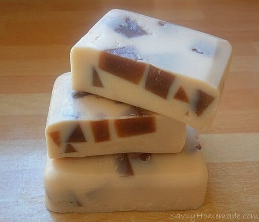Finished chunky vanilla and chocolate soap