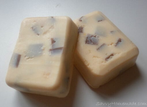 Trimmed vanilla and chocolate soap
