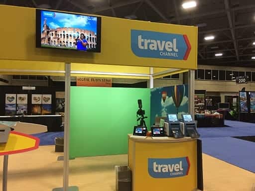 A green screen photo booth for Travel Channel experiential photo marketing booth for travel channel