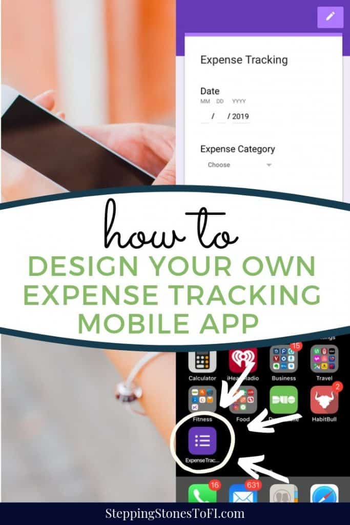 Long pinterest image depicting how to create your own expense tracking mobile app