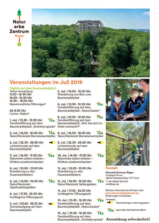 Natural Heritage Centre Prora-July events 2019