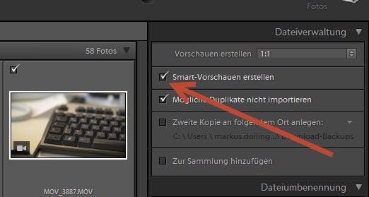 Erstellung der Vorschauen im Hintergrund nach dem Import