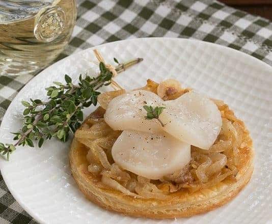 Scallop and Onion Tartes Fines