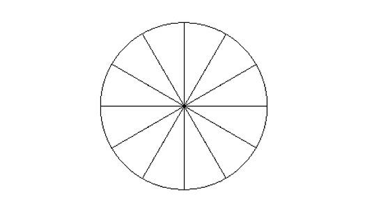 cone top view divided in equal parts
