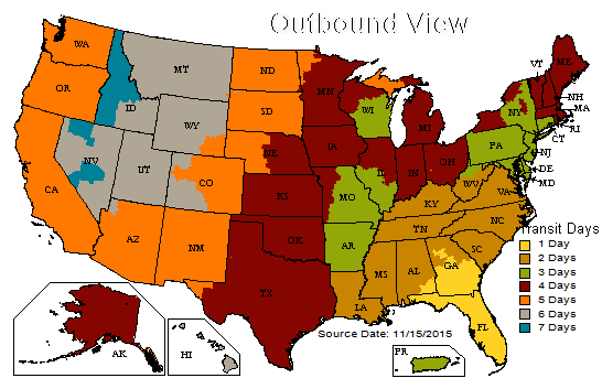 | High Tech Self-Defense UPS Shipping Map