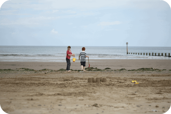 Collecting shells at the beach