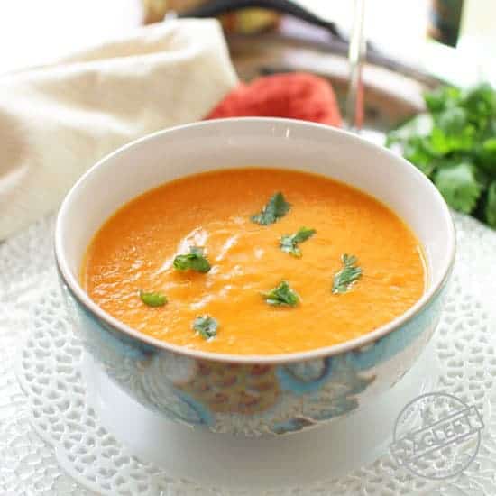 curried carrot soup in a bow