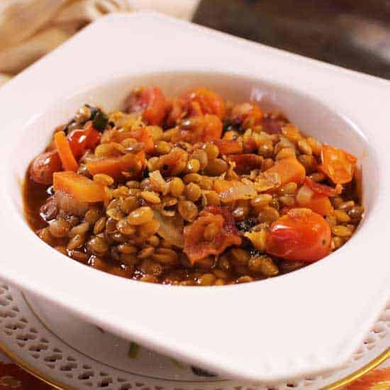 a bowl of lentil stew