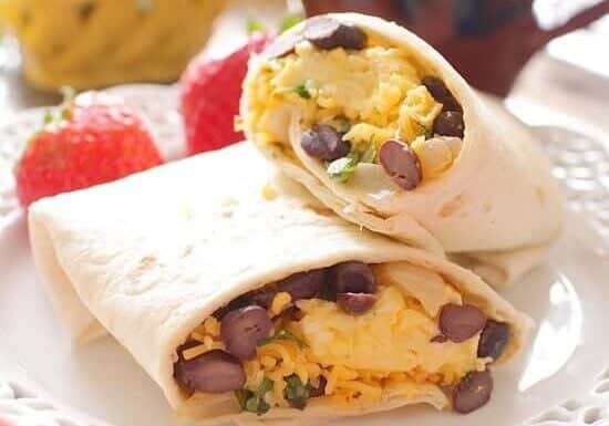 Make Ahead Huevos Rancheros Breakfast Burritos | onedishkitchen.com