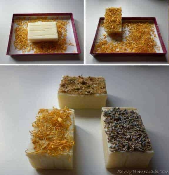 Castile soap sprinkled with buds