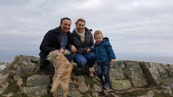 family on cliffs in Exmoor