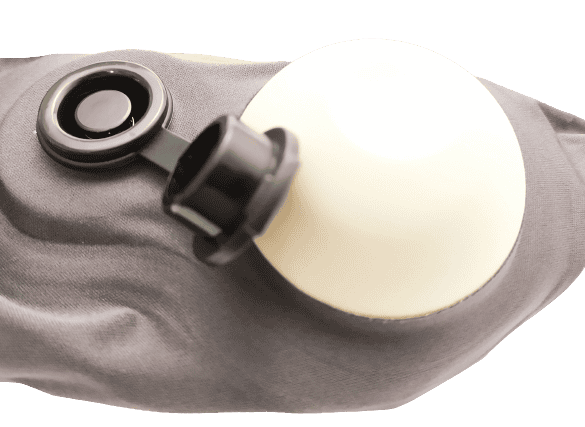 Image shows the inflation device and deflation valve.