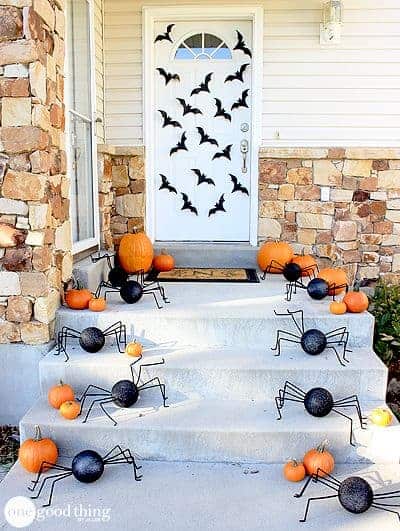 Spiders and Bats Halloween Porch