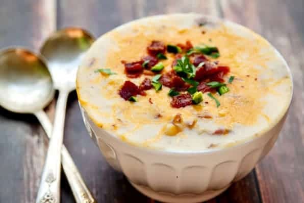 Loaded Potato Soup Recipe - Creamy Cheese & Bacon This rustic Loaded Potato Soup is so easy to make and has a ton of flavor!! Loaded Potato Soup is comforting, warm and you can tailor it to your tastes.