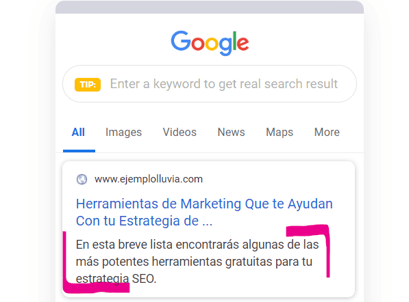 Redacción SEO ejemplo de etiqueta description