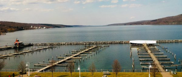 A view of the marina on seneca lake from the harbor hotel.