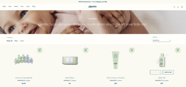 Example of Hero Image on Ecommerce Category Page