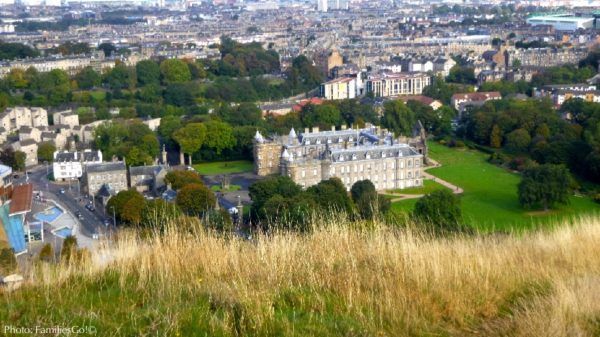 Looking down on holyrood palace in edinburgh from arthur's seat.