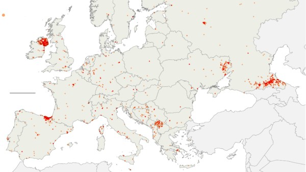 Mapa aktów terrorystycznych w Europie