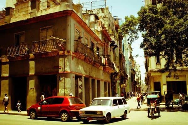 A typically street in cuba where a tourist might stay