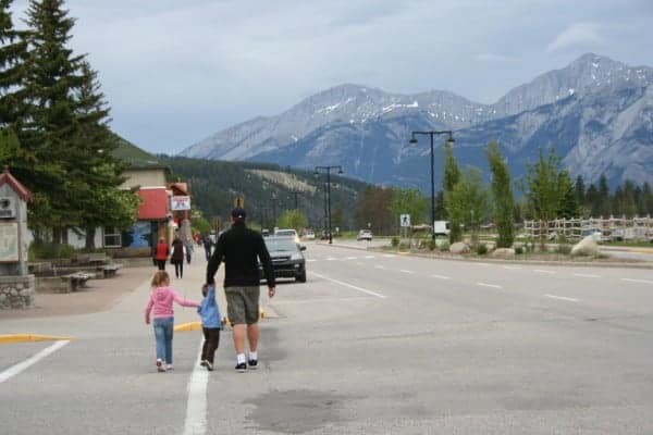 Alberta Jasper Walk jasper, walking in jasper, jasper alberta, walk to best western jasper, jaster with a toddler