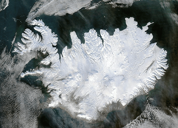 Satellite image of Iceland. Source: NASA, 2004.
