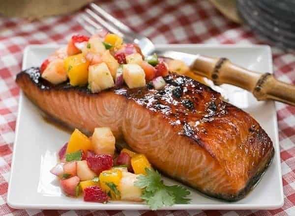 Maple Glazed Salmon | A super easy soy and maple marinated salmon that's cooked under the broiler