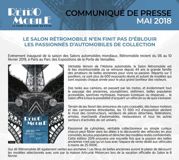 salon-retromobile-2 communique de presse