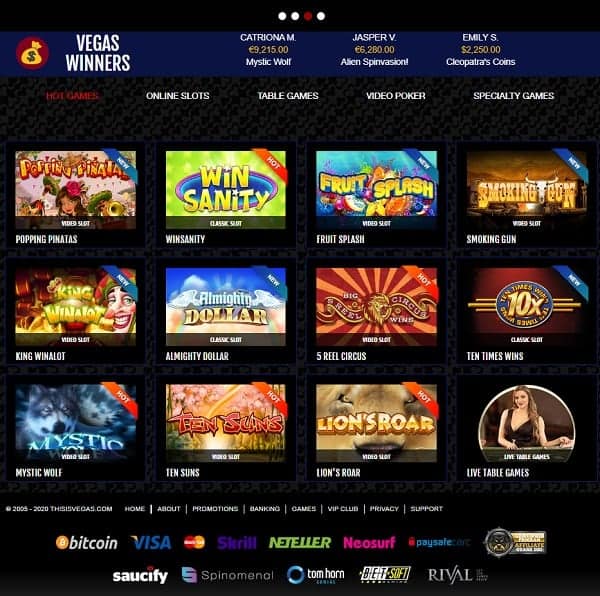 Top Wins at This Is Vegas Promo Code UK Wins
