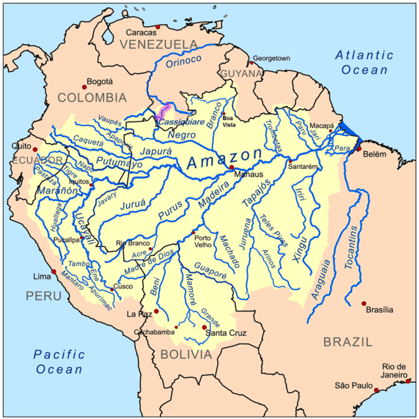 Map of the Amazon River drainage basin.