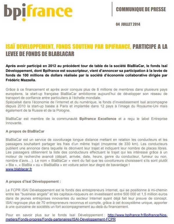 communique de presse start up