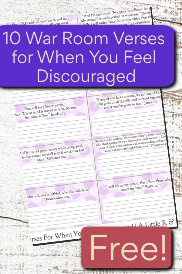Life isn't fair and sometimes the unfairness and injustice frustrates us. Here are 10 war room verses you need for when you feel discouraged. #alittlerand #warroom #verses #printable #discouragement