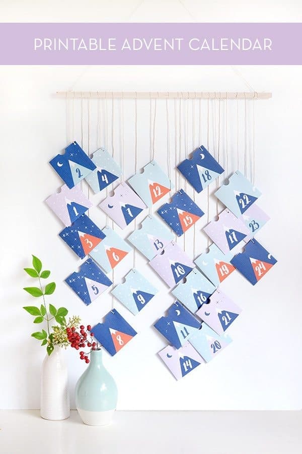 Mountains printable advent calendar