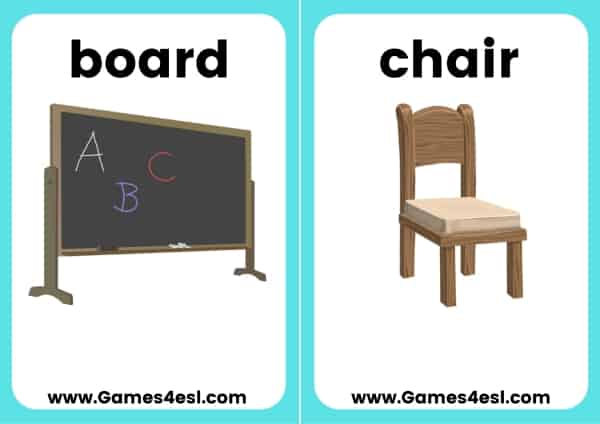 Classroom Objects Free Printable Flashcards And Board Games Games4esl