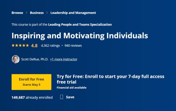 Top 5 Courses for Improving Your Motivational Skills 3 Coursera offers a comprehensive 12 hour course on motivational skills.
