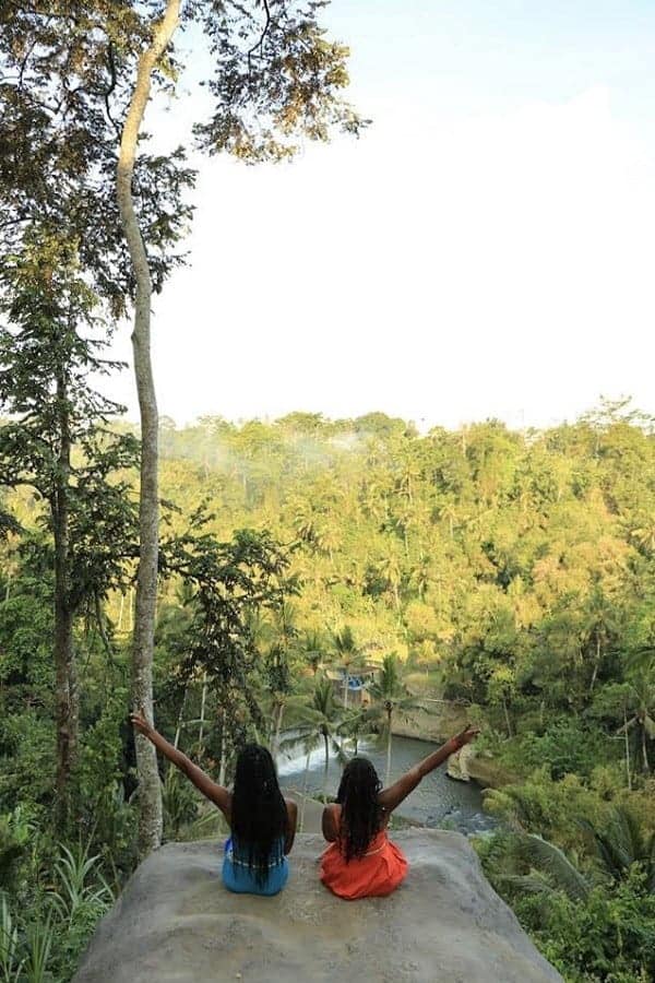 Ubud Bali Swing stone over the edge above the valley