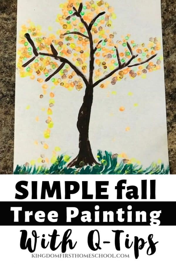 Simple Fall Tree Painting With Q Tips