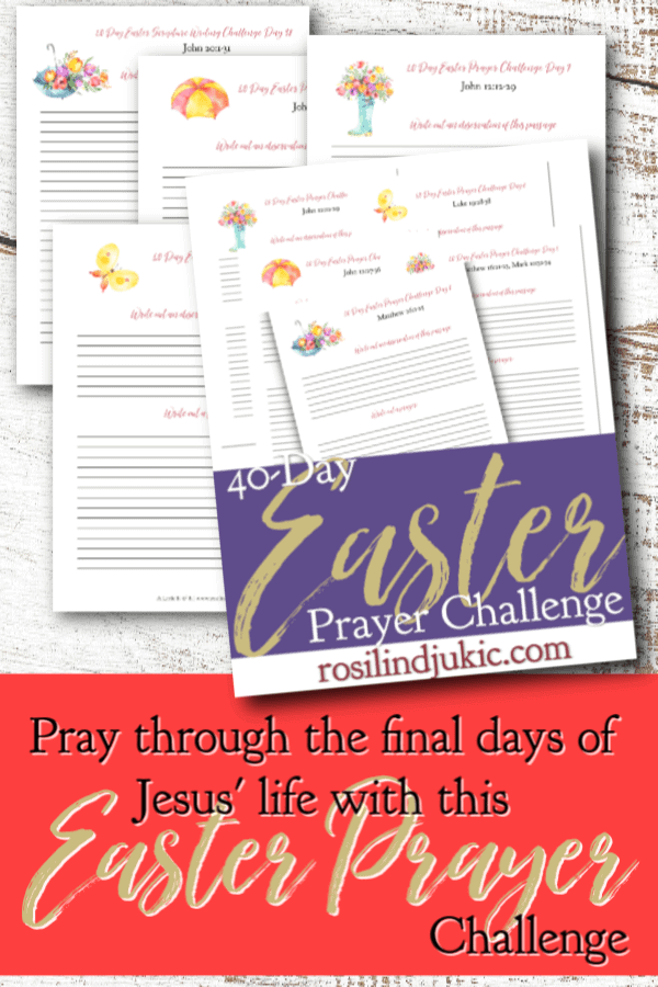 Pray through the final days of Jesus' life on earth with this 40 Day Easter Prayer Challenge and free Easter Reading Plan. #alittlerandr #easter #bible #readingplan #quiettime #warroom