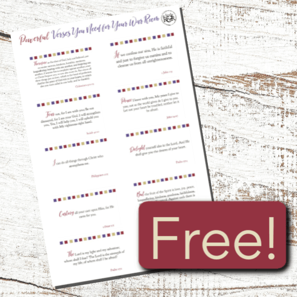 If you are looking for powerful verses to remind you of God's might that works in and through you, here are 10 powerful verses you need for your war room, with a free printable! #alittlerandr #Bible #verses #warroom #Bibleverses