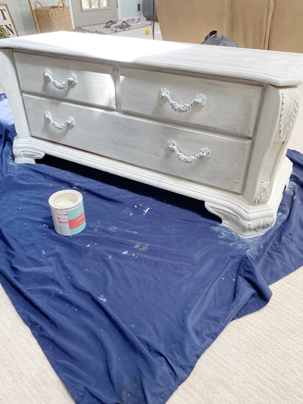 cedar chest with one coat of chalk paint