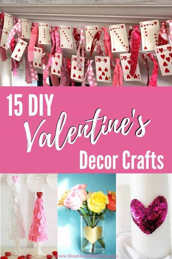 collage image of DIY Valentine's decor crafts