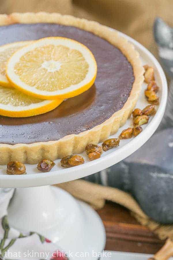 Semisweet Chocolate Tart with Candied Pistachios