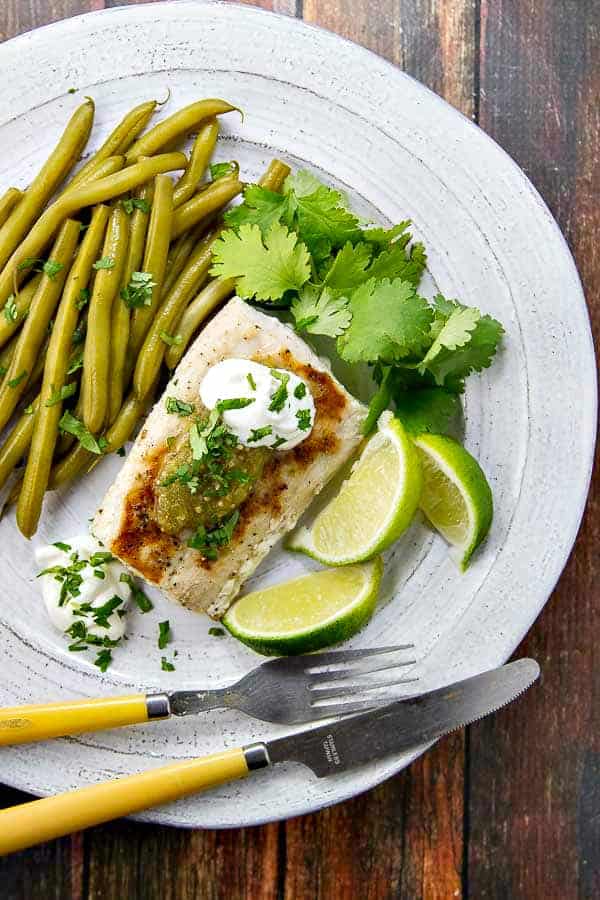 Grilled Mahi Mahi with Salsa Verde Grilled Mahi Mahi with Salsa Verde has just FIVE ingredients - all which you can keep on hand for a healthy and super tasty meal anytime!